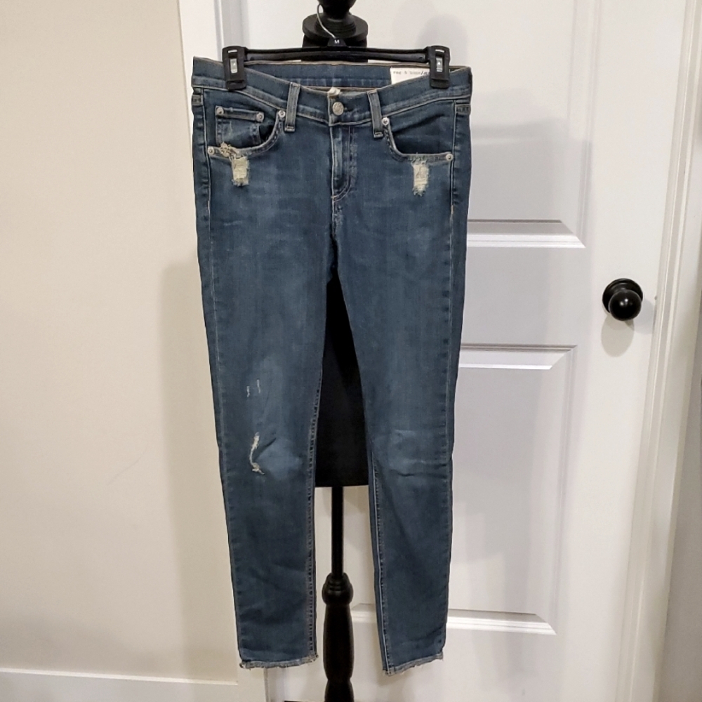 Rag & Bone Blue Distressed Skinny Jeans 26